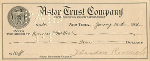Theodore Roosevelt signed Check - SOLD